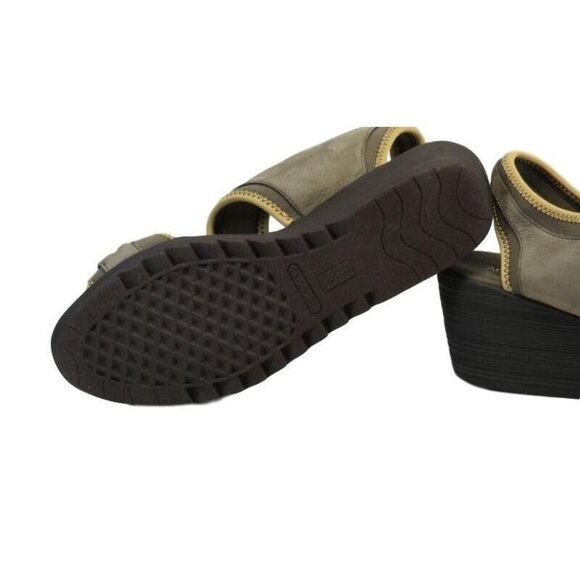 Aerosoles Sandal Womens Size 10.5 M Leather Wedge Cranberry Bog Green - Picture 7 of 14